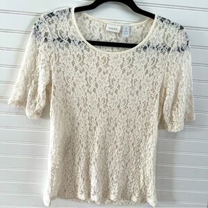 Chico’s Floral Sheer Lace Top